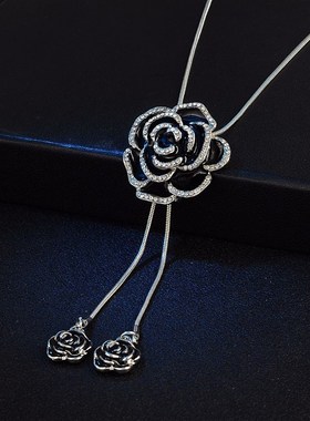 Fashion new sweater chain rose snake bone chain玫瑰花毛衣链