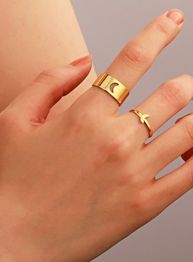 Trendy Gold Butterfly Rings For Women Men Lover Couple