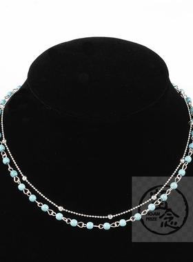 。Accessories fashion multi-layer Necklace round bead Turquo