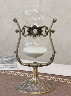 酒柜玄关客厅合金装饰工艺品 美式复古创意摆件 金属沙漏礼品