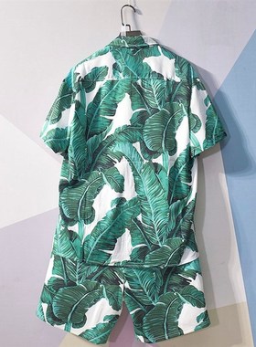 Beach Clothes Men Hawaiian Shirt Set Men Fashion Clothing Sr