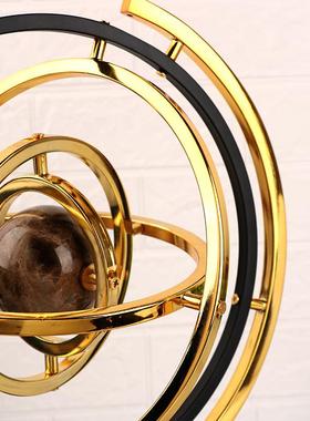 跨境轻奢旋转地球仪金属摆件高级感客厅小众办公桌装饰工艺品