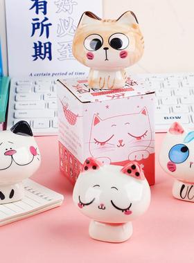 猫咪摆件迷你可爱桌面办公室书桌房间陶瓷饰品治愈系小摆件小礼物