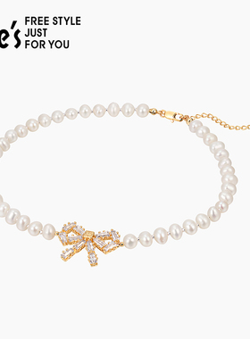 shes茜子蝴蝶结吊坠珍珠项链颈链