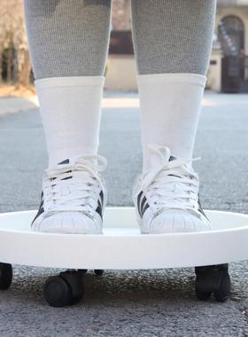 大花盆托盘带轮子钢化圆轮托万向轮底座滚轮移动圆底盘底托接水盘