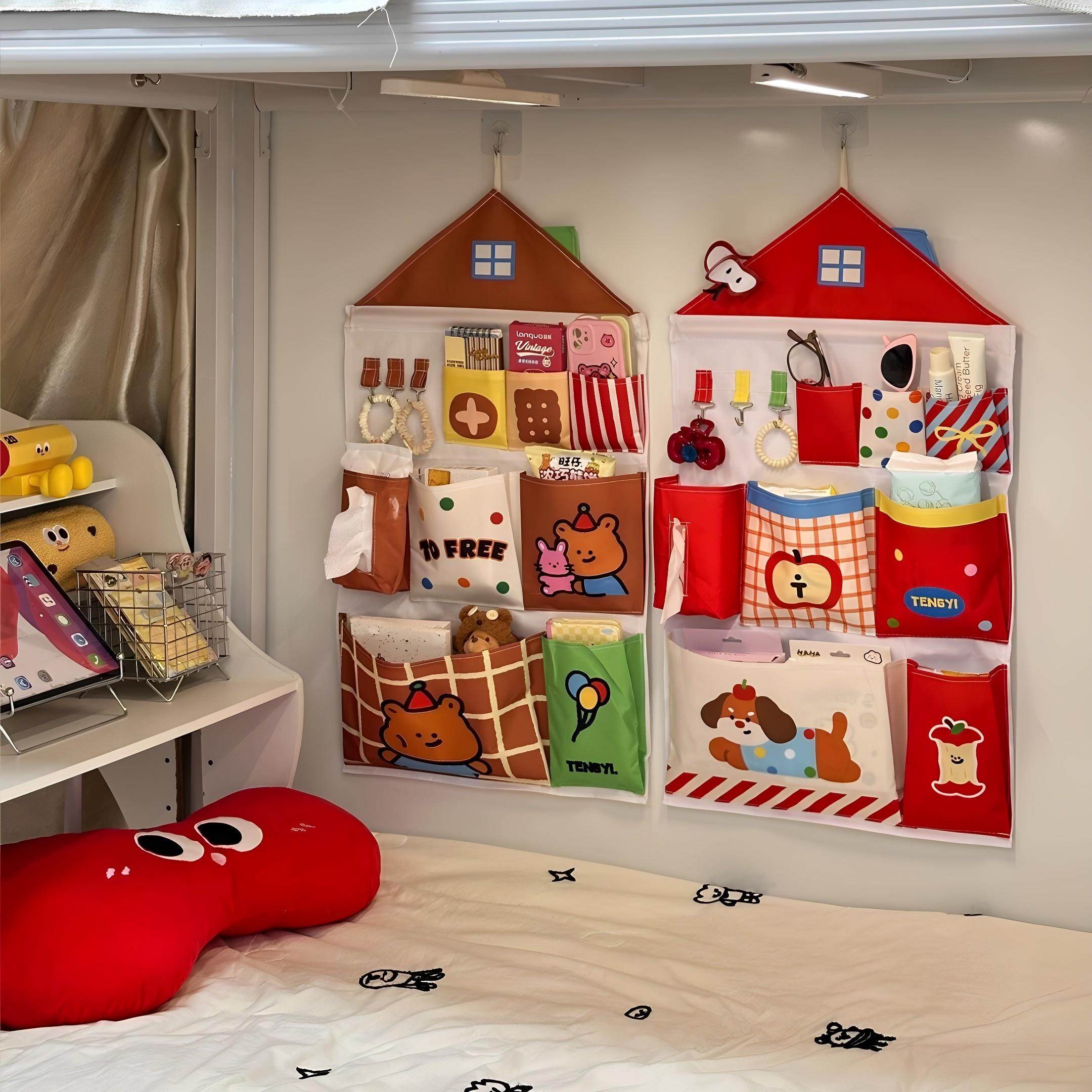 宿舍床上可爱小房子收纳挂袋墙上壁挂式置物袋床头挂袋杂物收纳袋,淘宝优惠券,粉丝福利购,淘宝优惠卷