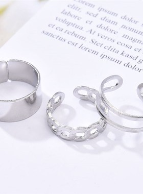 极速3pcs Hip Hop Punk Open Ring Men Women Jewelry Party Acce