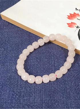 手链女手串和田玉料珠单圈款礼物天然颗项链珍珠风青海藕粉色老型