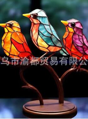 大量现货 新款亚马逊小鸟摆件家居装饰摆件百花小鸟挂件鸟群系列