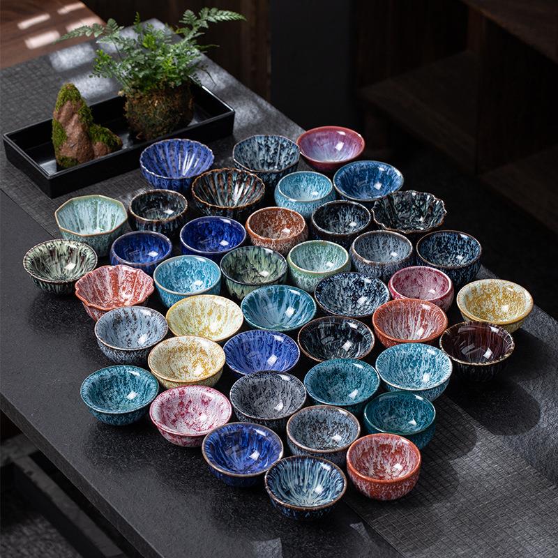 窑变陶瓷单杯建盏天目釉茶杯茶盏创意个人主人杯大号品茗杯斗笠杯 - 图1