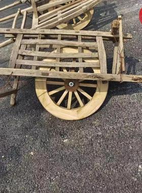 民俗怀旧老式小推车木质小车老物件独轮车旧农具农家院装饰摆件
