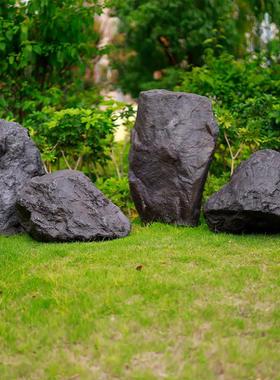 仿真石头雕塑户外庭院花园草坪造景摆件水池假山刻字空心石头道具