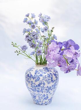 高级仿真手感保湿兰花胡姬紫色万代兰蝴蝶兰假花花束仿生花艺摆件