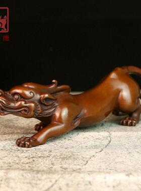 铜聚德 纯紫铜貔貅镇纸工艺品办公书房全铜手工艺术装饰礼品摆件