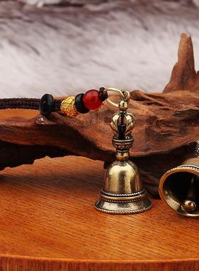 黄铜降魔杵铃铛吊坠铜法器复古手工编织绳钥匙扣包包挂件地摊小件