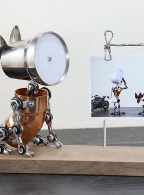 蒸汽朋克机器人台灯办公室学习电子竞技室手工创意照片架教师节礼