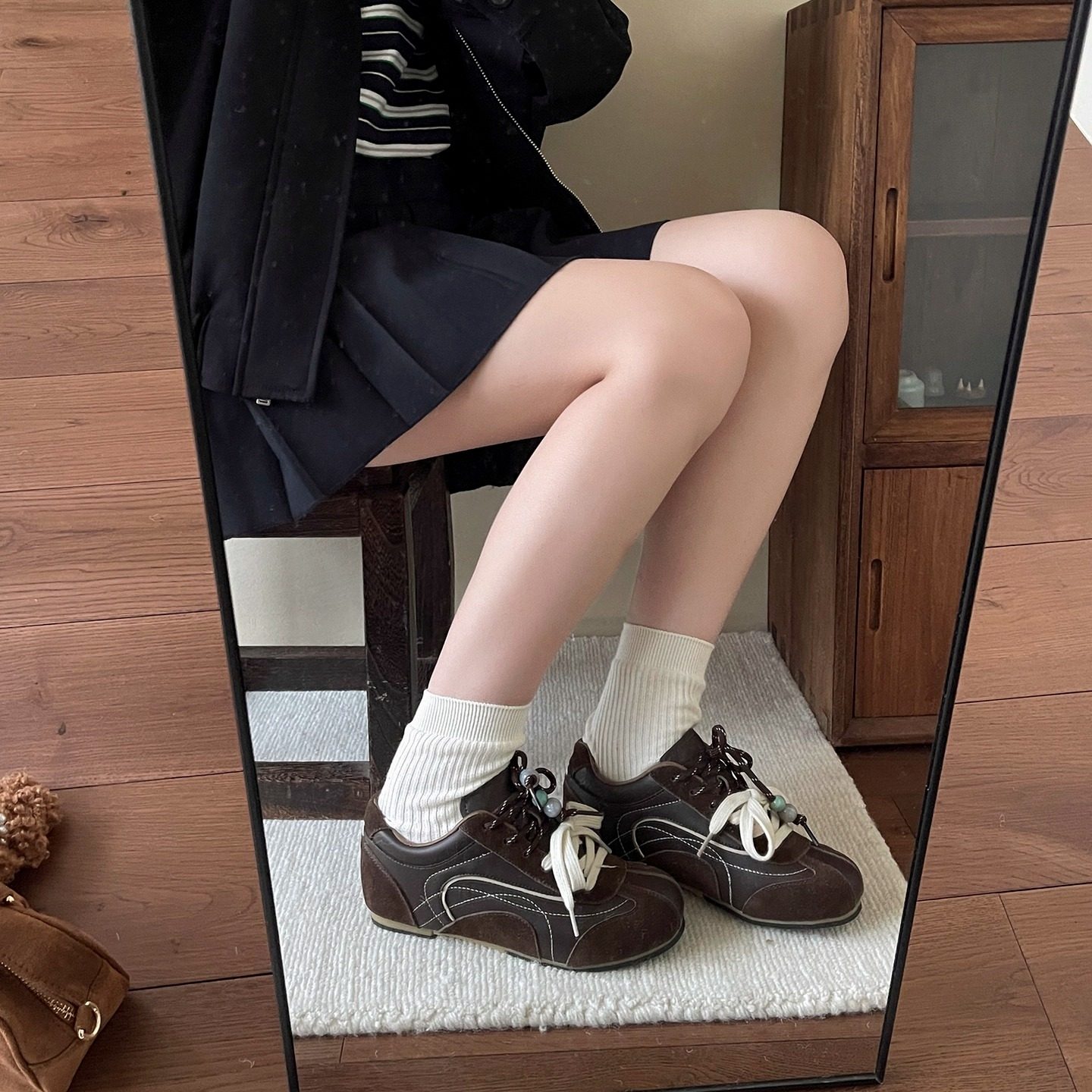 Chio2nd南风 4CM增高德训鞋女冬休闲鞋巨好看百搭配阔腿裤的鞋子,淘宝优惠券,粉丝福利购,淘宝优惠卷