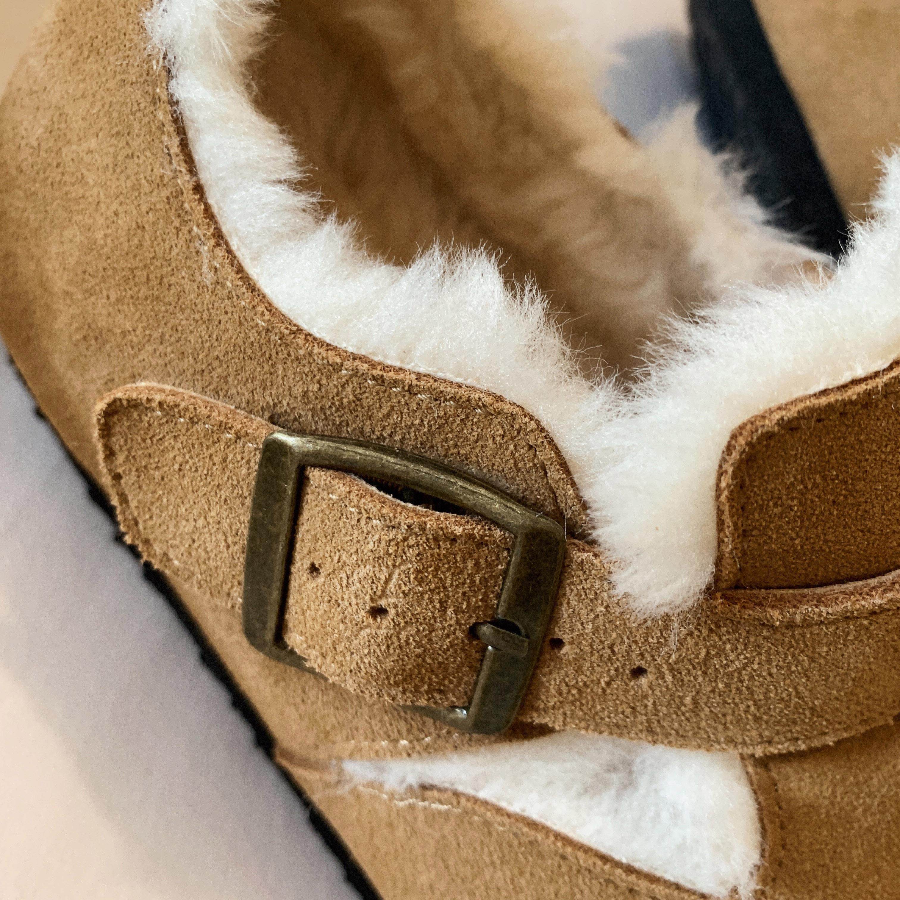 Chio2nd南风 真皮勃肯鞋女秋冬2024全包加绒软皮软底休闲平底鞋,淘宝优惠券,粉丝福利购,淘宝优惠卷