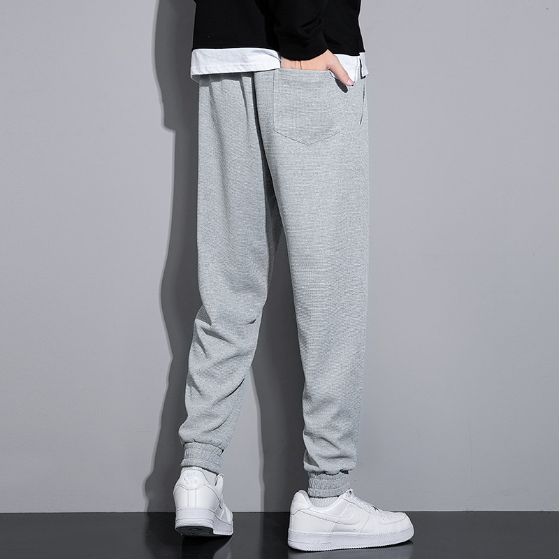 路森男裤子休闲运动裤棉感宽松情侣卫裤春秋女束脚户外跑步裤针织