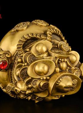 聚宝盆摆件黄铜元宝聚宝盆招家用客厅办公室财位摆件存钱罐礼品