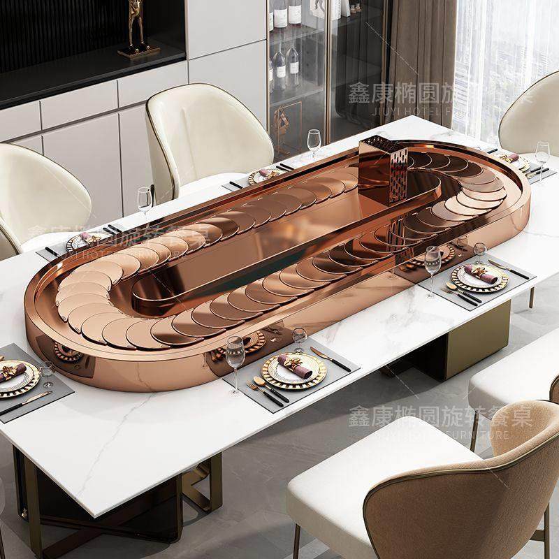 长方形电动传菜转盘 椭圆不锈钢传送带 家用餐桌自动回转展示转盘,淘宝优惠券,粉丝福利购,淘宝优惠卷