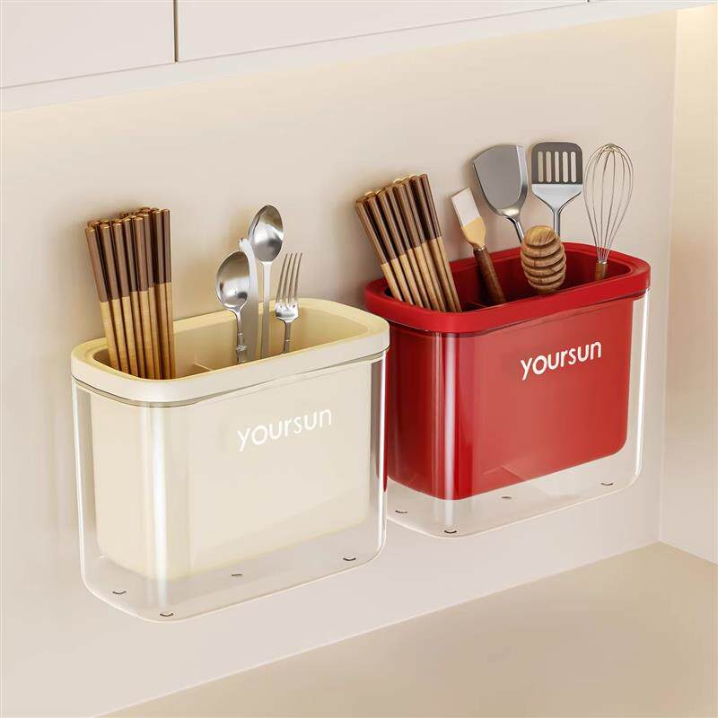 Chopstick tube home kitchen high-end spoon drain storage box wall-mounted cutlery rack chopstick cage basket 2026 new style
