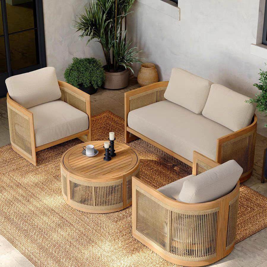 户外沙发庭院花园别墅露台休闲 藤编沙发组合室外实木家俱民宿接,淘宝优惠券,粉丝福利购,淘宝优惠卷