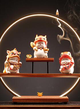 创意舞狮招财猫摆件可爱小号家居客厅桌面装饰乔迁店铺开业礼品