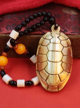 富嘉世界黄铜玩龟壳手机龟壳装饰品家装解压转男孩礼物