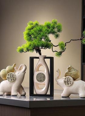 办公室桌面招财大象摆件客厅电视柜博古架高档工艺品乔迁开业装饰