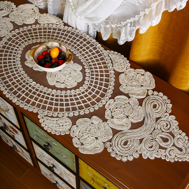 【爆款】外贸出口重工网纱刺绣桌旗电视柜防护盖巾茶几餐桌装饰垫,淘宝优惠券,粉丝福利购,淘宝优惠卷
