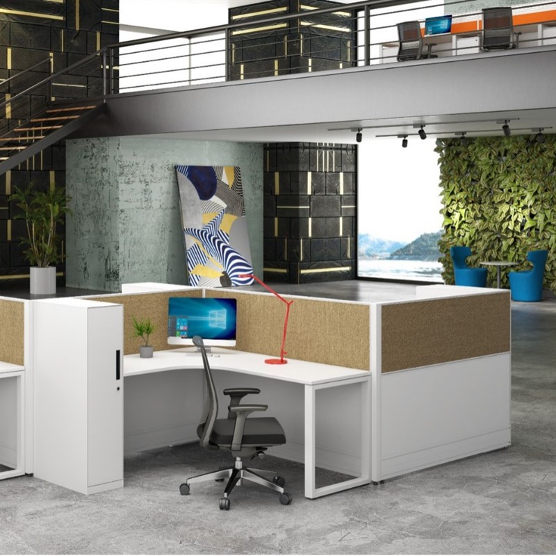 屏风办公桌电脑桌4人位办公室屏风卡位办公隔断桌可做桌面走线 - 图2