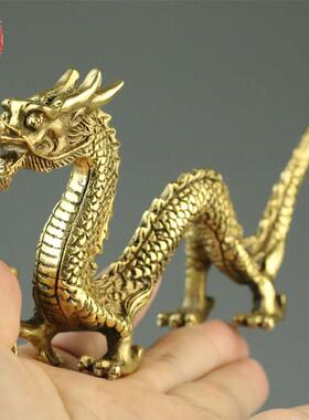 龙纯铜龙黄铜龙摆件仿古做旧大号长龙古法失蜡法整体铸造居家摆件