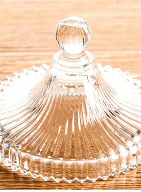 欧式糖果盅透明水晶玻璃带盖糖果罐 带盖首饰盒烛台摆件礼品玻璃