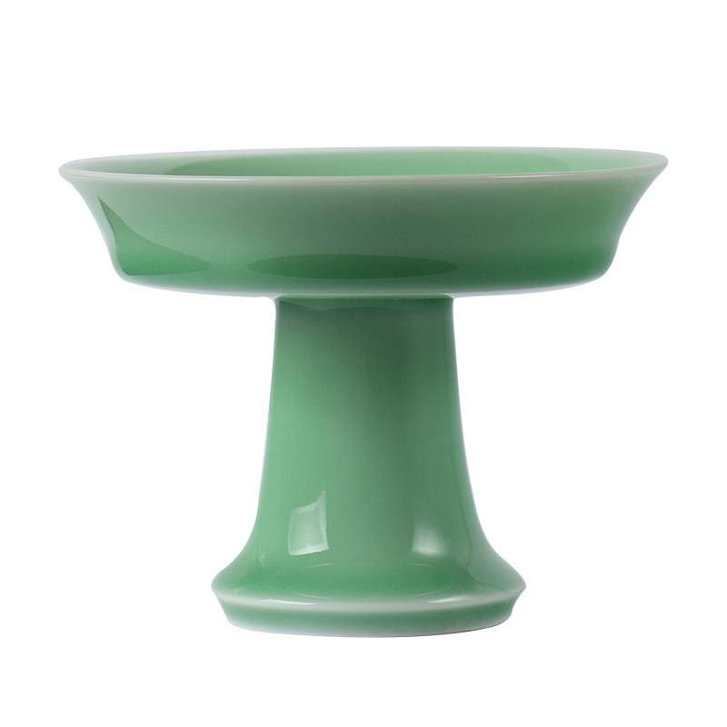 陶瓷茶点盘龙泉青瓷水果盘中式高脚点心盘宋韵果碟茶桌摆件小供盘,淘宝优惠券,粉丝福利购,淘宝优惠卷