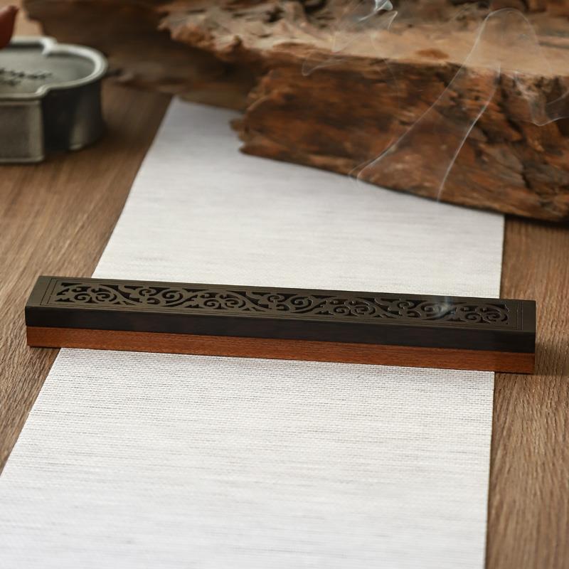 家用室内薰香炉实木线香卧香盒香器香插不锈钢网黑檀酸枝木紫光檀 - 图1