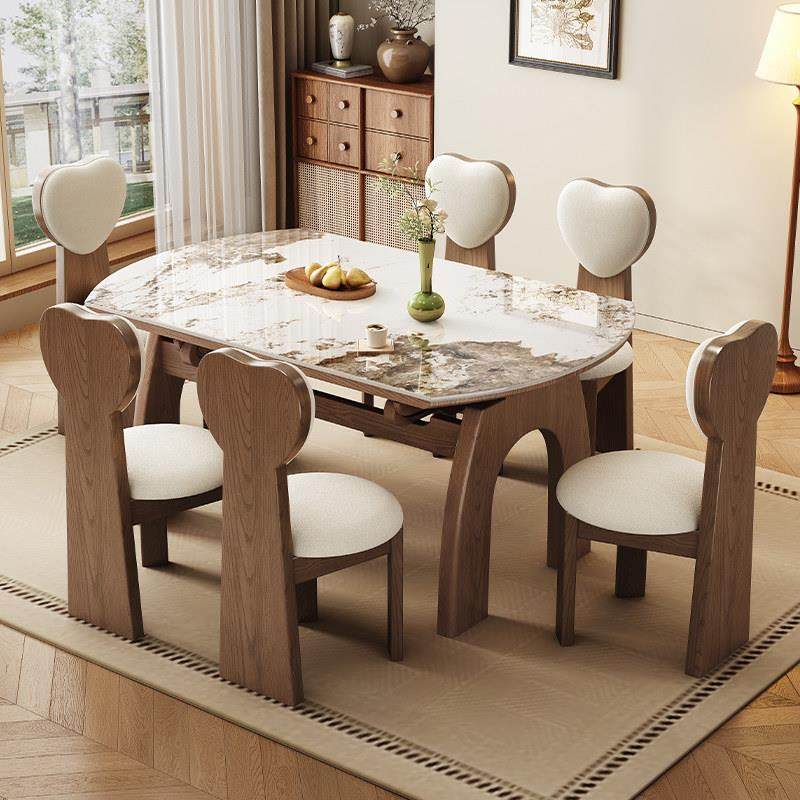 款岩板实木餐桌椅组合家用客厅现代简约饭桌伸缩方圆两用桌子,淘宝优惠券,粉丝福利购,淘宝优惠卷