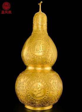 葫芦铜饰品黄铜八瓜葫芦开盖中空纯开客厅办公室入口装饰大尺寸