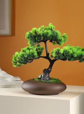 新中式彷真美人松迎客松办公室客厅书房吧台装饰品摆件送礼观赏品