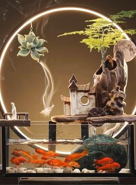 流水生财摆件创意景观循环水鱼缸客厅办公室招财装饰开业乔迁礼品