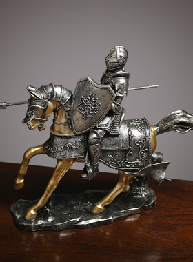 新中式战马骑士摆件轻奢样板房别墅客厅酒店会所玄关桌面装饰摆设