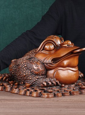 热销紫铜金蟾摆件三足进宝蟾蜍中式店铺公司前台装饰品开业乔迁礼