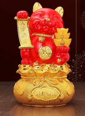 热销招财猫存钱罐摆件聚宝盆公司办公室前台店铺收银台装饰品开业