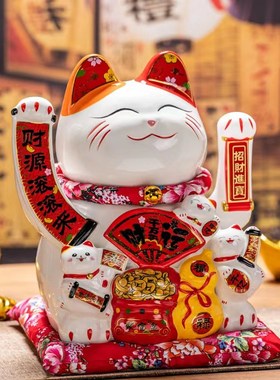 热销2024摇手招财猫摆件公司店铺开业乔迁礼品前台收银台迎宾招财