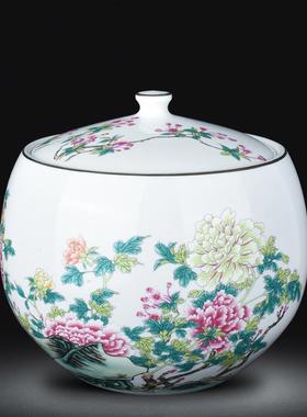 景德镇陶瓷器聚宝盆摆件桌面招财装饰盆中式家居饰品客厅玄关鱼缸