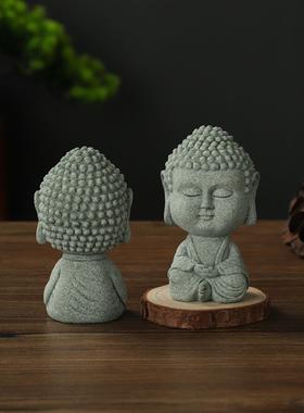 绿色砂岩如来茶宠物摆件桌面小佛像鱼缸假山园林绿化盆栽盆景微景