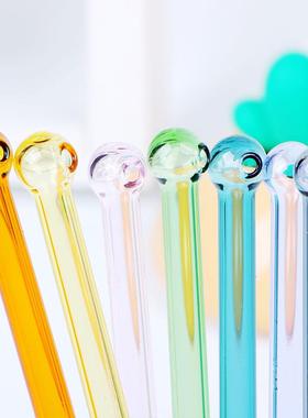 厂家直发创意彩色圆头玻璃吸管高硼硅玻璃儿童吸管七夕情人节礼物
