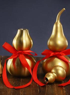 光面拉丝铜葫芦摆件开口葫芦土豪金葫芦乔迁开业送礼工艺品礼品