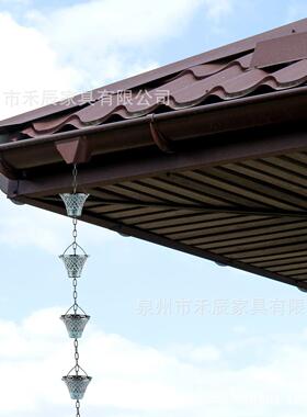 跨境新品雨链 2.8米排水沟落水管分流器户外装饰金属铜格子雨水链