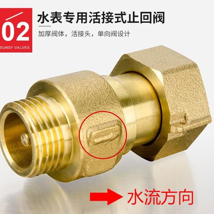 全铜水表伸缩止回阀 防空转表前阀 逆止阀 表后单向阀活接水表前 - 图1